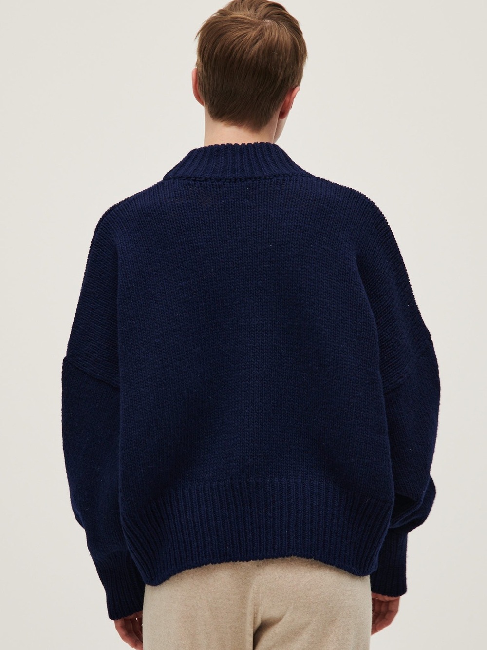 Babaa No 15 Navy Ribbed Crewneck Oversized Sweater 100% Wool - Picture 8 of 9